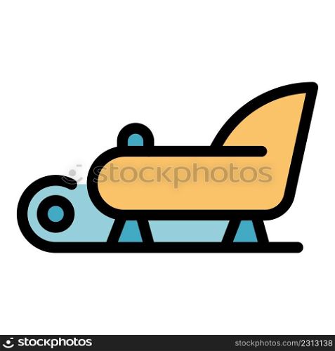 Flying santa sleigh icon. Outline flying santa sleigh vector icon color flat isolated. Flying santa sleigh icon color outline vector
