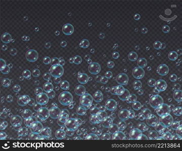 Flying soap bubbles background. Abstract sh&oo, bath lather isolated on a transparent backdrop.. Flying soap bubbles background. Abstract sh&oo, bath lather.