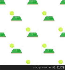 Flying tennis ball on a green court pattern seamless background texture repeat wallpaper geometric vector. Flying tennis ball on a green court pattern seamless vector