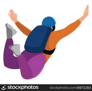 Flying with parachute, illustration, vector on white background