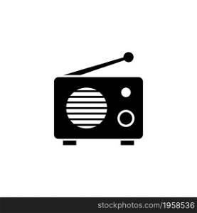 Fm Am Retro Radio, Audio Tuner Silhouette. Flat Vector Icon illustration. Simple black symbol on white background. Fm Am Retro Radio Tuner Silhouette sign design template for web and mobile UI element