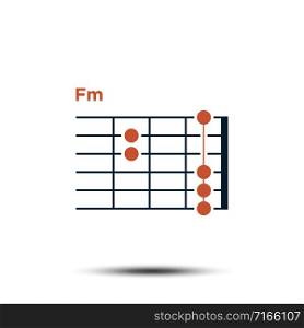Fm, Basic Guitar Chord Chart Icon Vector Template