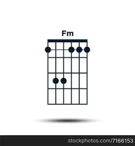 Fm, Basic Guitar Chord Chart Icon Vector Template