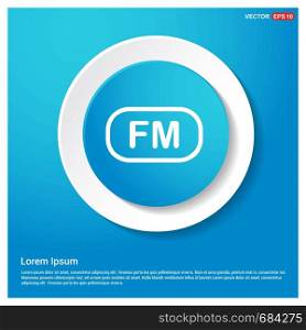 Fm radio frequency icon Abstract Blue Web Sticker Button - Free vector icon