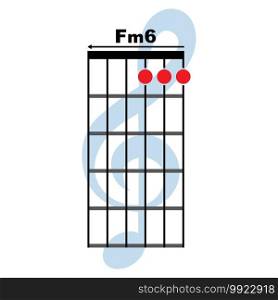 Fm6  guitar chord icon. Basic guitar chord vector illustration symbol design
