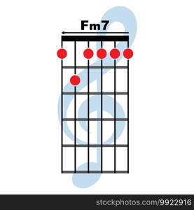 Fm7  guitar chord icon. Basic guitar chord vector illustration symbol design