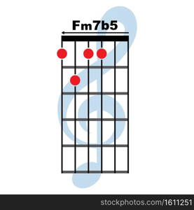 Fm7b5  guitar chord icon. Basic guitar chord vector illustration symbol design