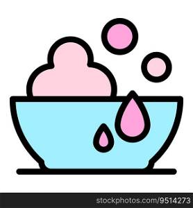 Foam bowl icon outline vector. Liquid detergent. Dish kitchen color flat. Foam bowl icon vector flat