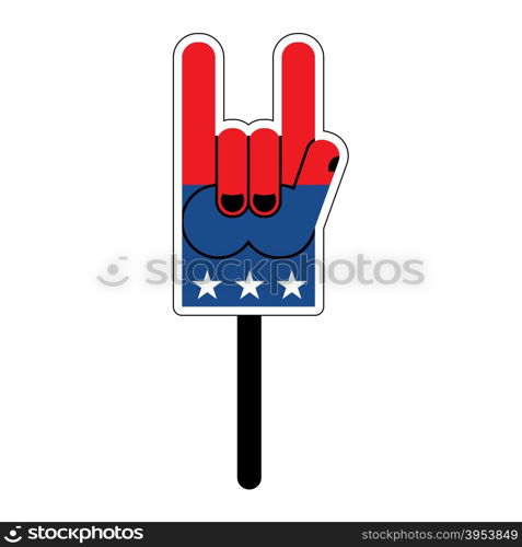 Foam finger for elections in America. Foam finger to political debate in United States. Political Foam finger on white background. Foam finger isolated