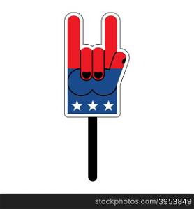 Foam finger for elections in America. Foam finger to political debate in United States. Political Foam finger on white background. Foam finger isolated