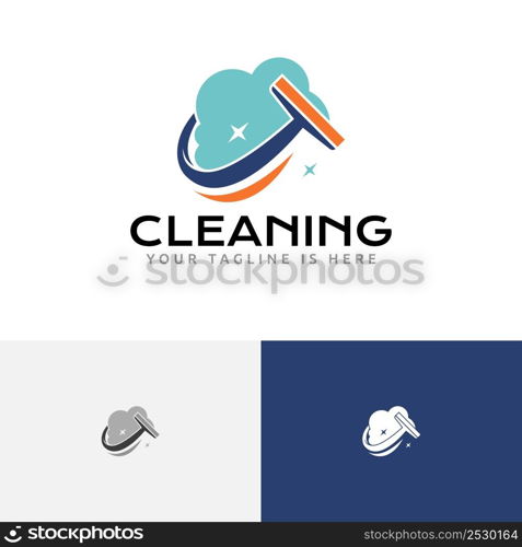 Foam House Window Cleaner Wiper Cleaning Service Logo Template