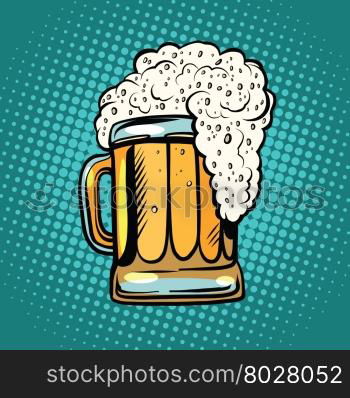 foamy mug of beer pop art retro vector. Alcoholic drink in a pub. Realistic illustration of beer. foamy mug of beer pop art retro