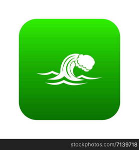 Foamy wave icon digital green for any design isolated on white vector illustration. Foamy wave icon digital green