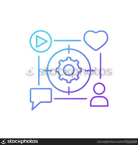 Focus and attention management gradient linear vector icon. Increasing productivity. Time management skills. Thin line color symbol. Modern style pictogram. Vector isolated outline drawing. Focus and attention management gradient linear vector icon