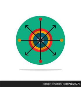 Focus, Board, Dart, Arrow, Target Abstract Circle Background Flat color Icon