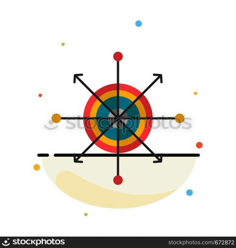 Focus, Board, Dart, Arrow, Target Abstract Flat Color Icon Template