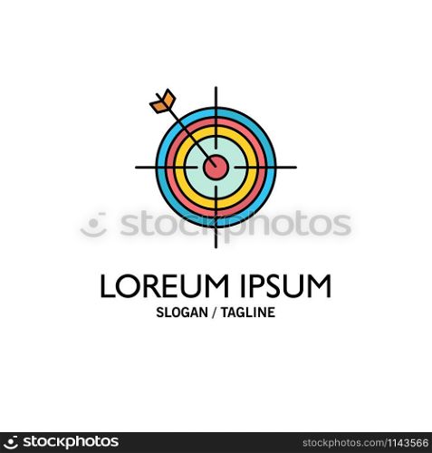 Focus, Board, Dart, Arrow, Target Business Logo Template. Flat Color