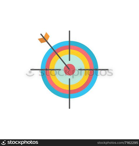 Focus, Board, Dart, Arrow, Target Flat Color Icon. Vector icon banner Template