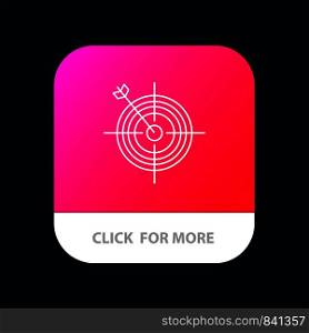 Focus, Board, Dart, Arrow, Target Mobile App Button. Android and IOS Line Version