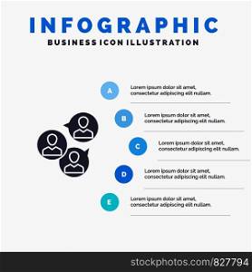 Focus Group, Business, Focus, Group, Modern Solid Icon Infographics 5 Steps Presentation Background