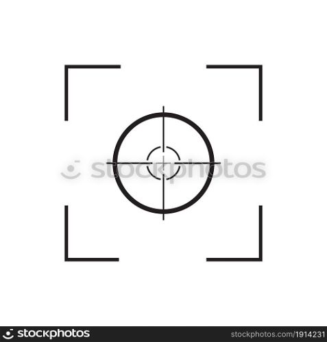 Focus of camera. Icon of frame, lens, capture and target of camera. Symbol of photo and video. Graphic outline logo for photographer, snap and film. Pictogram isolated on white background. Vector.. Focus of camera. Icon of frame, lens, capture and target of camera. Symbol of photo and video. Graphic outline logo for photographer, snap and film. Pictogram isolated on white background. Vector