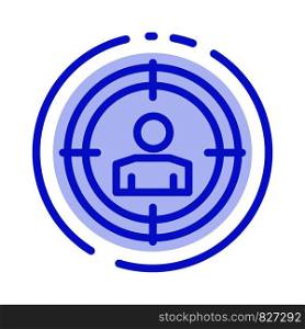 Focus, Target, Audience Targeting, Blue Dotted Line Line Icon