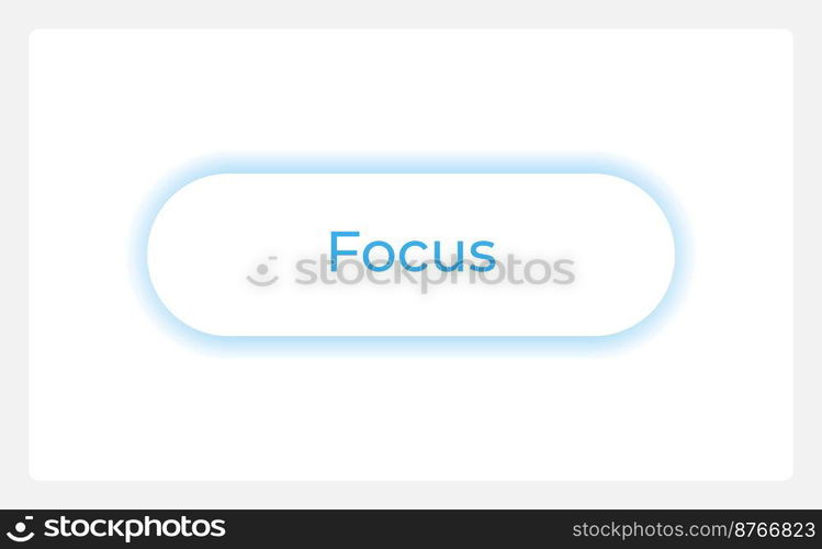 Focused button state UI element template. Editable isolated vector dashboard component. Flat user interface. Visual data presentation. Web design widget for mobile application with light theme. Focused button state UI element template