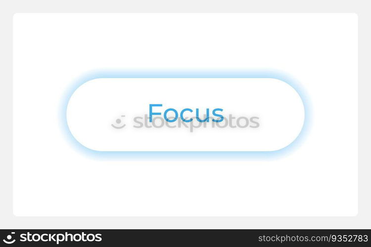Focused button state UI element template. Editable isolated vector dashboard component. Flat user interface. Visual data presentation. Web design widget for mobile application with light theme. Focused button state UI element template