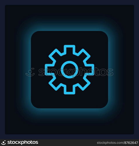 Focused settings button UI element template. Editable isolated vector dashboard component. Flat user interface. Visual data presentation. Web design widget for mobile application with dark theme. Focused settings button UI element template