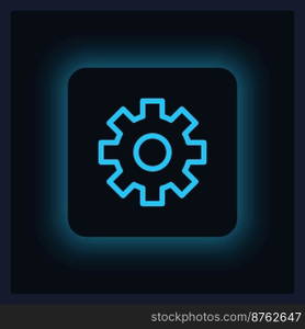 Focused settings button UI element template. Editable isolated vector dashboard component. Flat user interface. Visual data presentation. Web design widget for mobile application with dark theme. Focused settings button UI element template