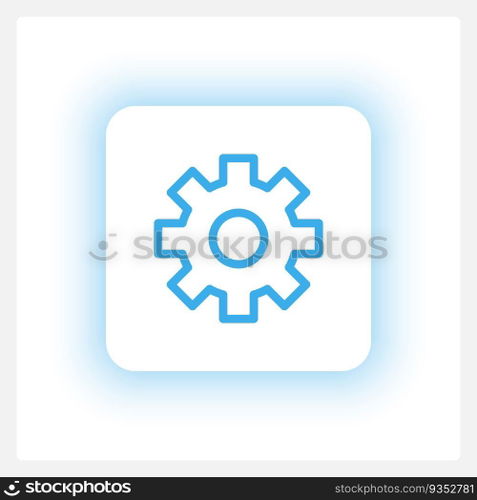 Focused settings button UI element template. Editable isolated vector dashboard component. Flat user interface. Visual data presentation. Web design widget for mobile application with light theme. Focused settings button UI element template