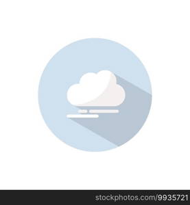 Fog and cloud. Flat color icon on a circle. Weather vector illustration