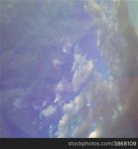 Fog and clouds on a vintage textured paper vector background, with grunge stains. Color gradient