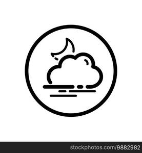 Fog and moon. Weather outline icon in a circle. Isolated vector illustration