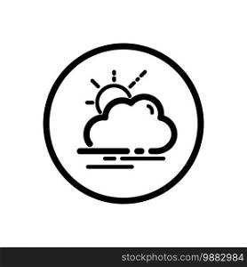 Fog and sun. Weather outline icon in a circle. Isolated vector illustration