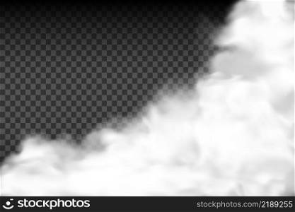 Fog or smoke group,white clouds isolated on transparent background. Vector illustration