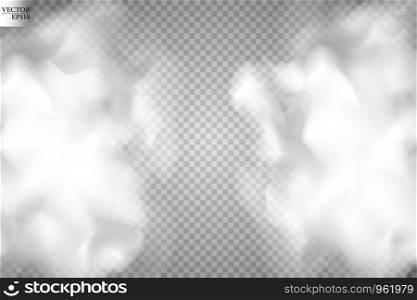 Fog or smoke isolated transparent special effect. White vector cloudiness, mist or smog background. Vector illustration.. Fog or smoke isolated transparent special effect. White vector cloudiness, mist or smog background. Vector illustration