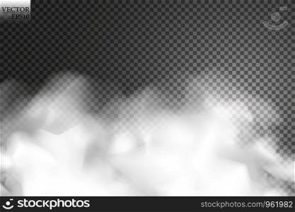 Fog or smoke isolated transparent special effect. White vector cloudiness, mist or smog background. Vector illustration.. Fog or smoke isolated transparent special effect. White vector cloudiness, mist or smog background. Vector illustration