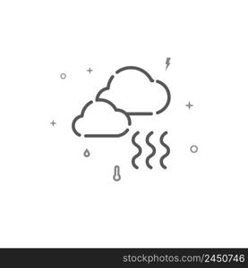 Foggy weather weather simple vector line icon, symbol, pictogram, sign isolated on white background. Editable stroke. Adjust line weight.. Foggy weather weather simple vector line icon, symbol, pictogram, sign isolated on white background. Editable stroke