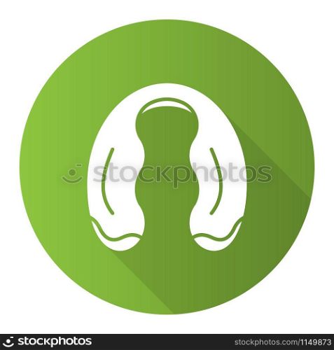 Foil cutter green flat design long shadow glyph icon. Wine bottle foil remover. Kitchen utensil. Winery tool. Barman and sommelier equipment. Alcohol beverage device. Vector silhouette illustration