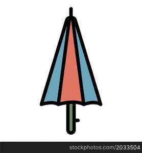 Folded beach umbrella icon. Outline folded beach umbrella vector icon color flat isolated. Folded beach umbrella icon color outline vector