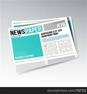 Folded Business Newspaper Vector. Images, Articles, Business Information. Daily Newspaper Journal Design. Illustration. Folded Realistic Economic Newspaper Vector. Business, Finance Information. Daily Newspaper Journal Design. Illustration