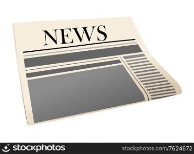 Folded daily newspaper with the header - News - isolated on white