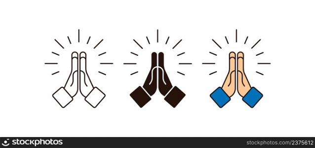 Folded hands icon. Clapses hands illustration symbol. Sign pray vector desing.