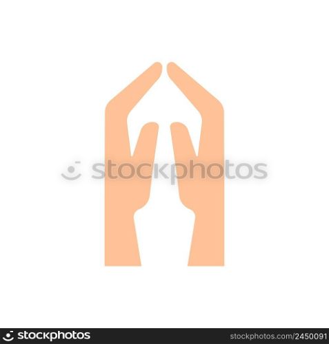 Folded hands on white background. Hope gesture. Peace symbol. Vector illustration. stock image. EPS 10.. Folded hands on white background. Hope gesture. Peace symbol. Vector illustration. stock image. 