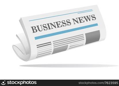 Folded newspaper icon with header Business News isolated on white background for media design