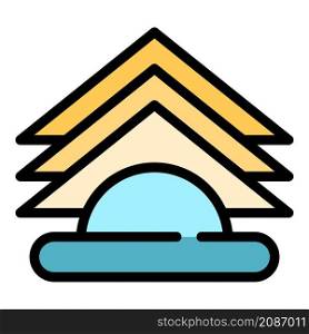 Folded paper napkins icon. Outline folded paper napkins vector icon color flat isolated. Folded paper napkins icon color outline vector