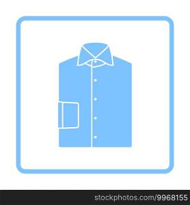 Folded Shirt Icon. Blue Frame Design. Vector Illustration.