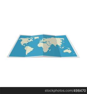 Folded World Map on the white background. Perspective view. Folded World Map