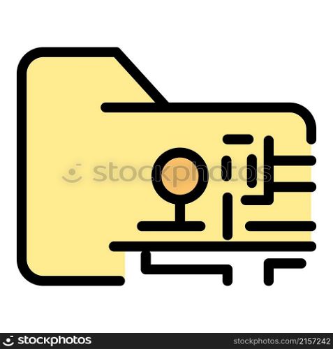 Folder and electronic board icon. Outline folder and electronic board vector icon color flat isolated. Folder and electronic board icon color outline vector